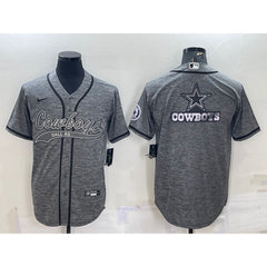 Men's Dallas Cowboys Grey Team Big Logo With Patch Cool Base Stitched Baseball Jersey 