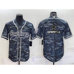 Men's Dallas Cowboys Blank Grey Camo Team Big Logo With Patch Cool Base Stitched Baseball Jersey 
