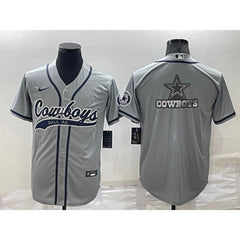 Men's Dallas Cowboys Grey Team Big Logo With Patch Cool Base Stitched Baseball Jersey 