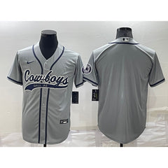 Men's Dallas Cowboys Blank Grey Cool Base Stitched Baseball Jersey 