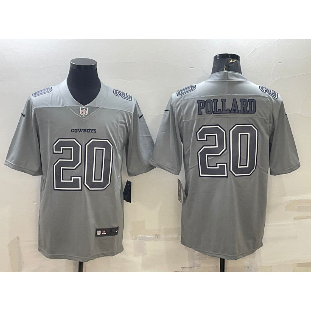 Men's Dallas Cowboys #20 Tony Pollard Grey Atmosphere Fashion Stitched Jersey 