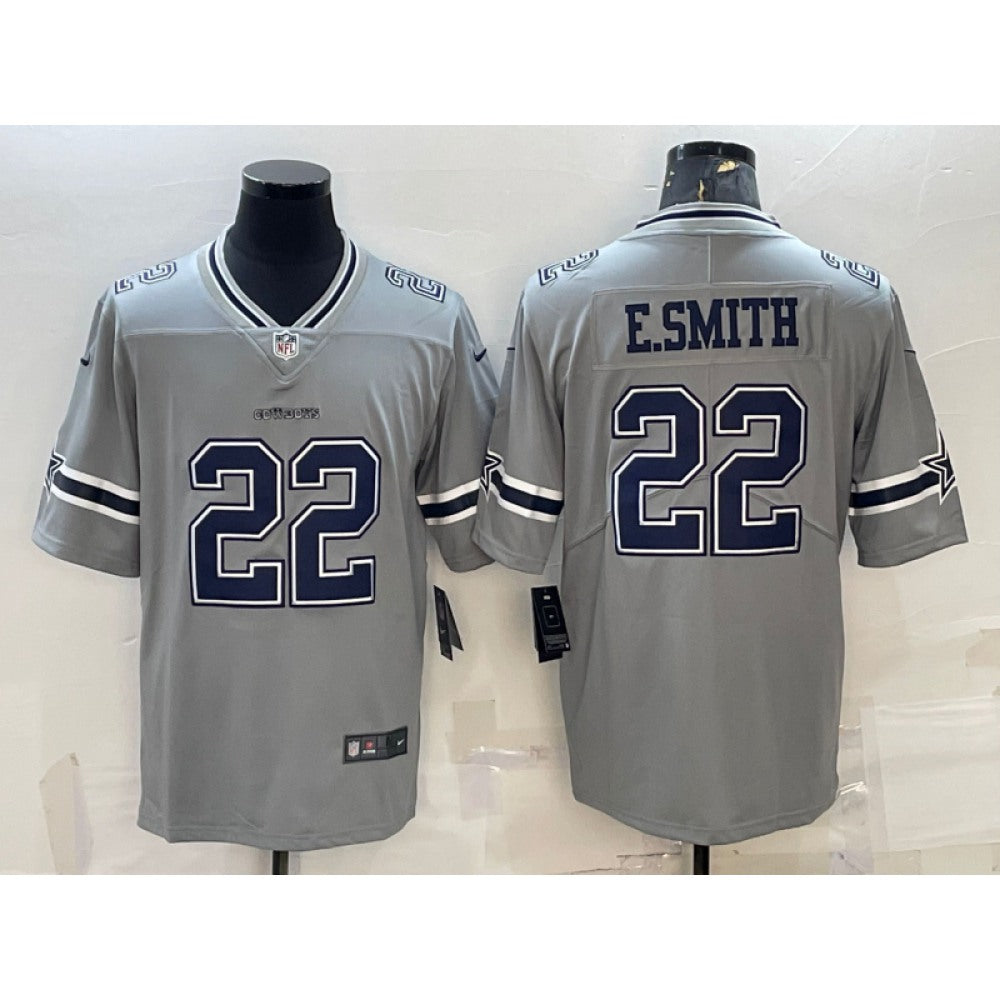 Men's Dallas Cowboys #22 Emmitt Smith Grey Inverted Edition Stitched Jersey 