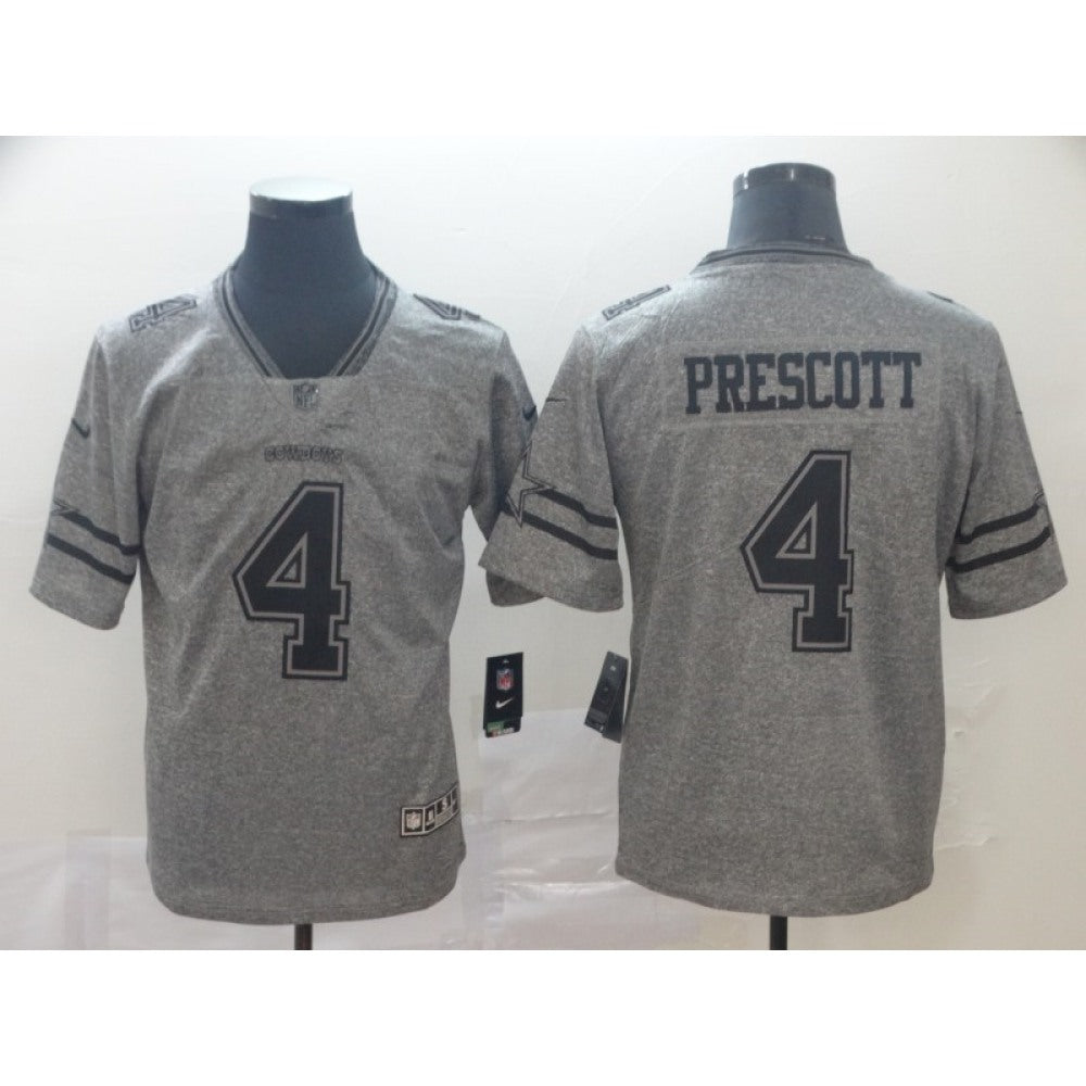 Men's Dallas Cowboys #4 Dak Prescott Grey Stitched NFL Jersey 