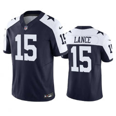Men's Dallas Cowboys #15 Trey Lance Navy 2023 F.U.S.E. Thanksgiving Limited Stitched Football Jersey 