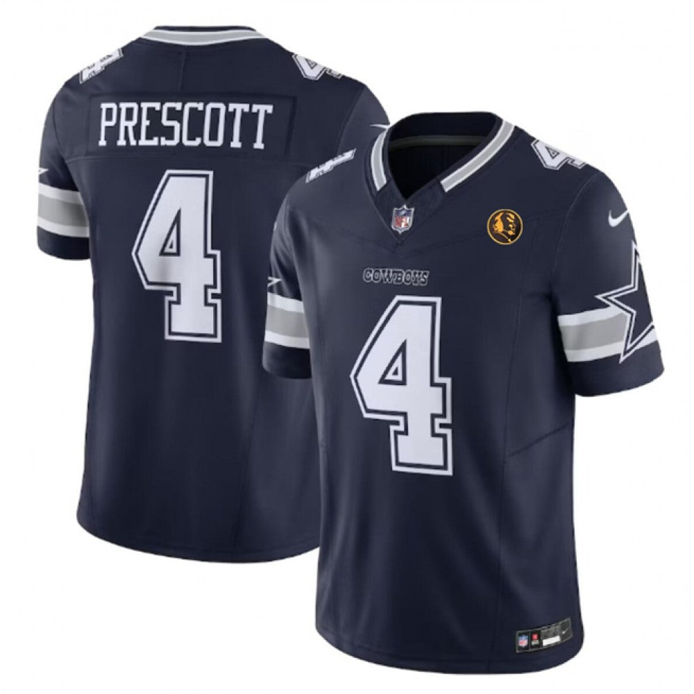 Men's Dallas Cowboys #4 Dak Prescott Navy 2023 F.U.S.E. With John Madden Patch Vapor Limited Stitched Football Jersey 