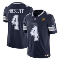 Men's Dallas Cowboys #4 Dak Prescott Navy 2023 F.U.S.E. With John Madden Patch Vapor Limited Stitched Football Jersey 
