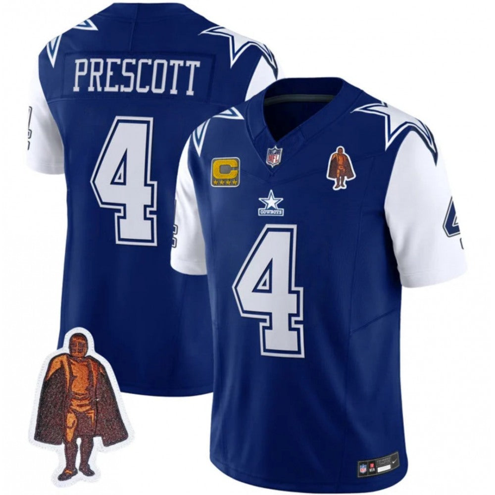 Men's Dallas Cowboys #4 Dak Prescott Navy 2023 F.U.S.E. With Walter Payton Patch And 4-star C Patch Vapor Limited Stitched Football Jersey 