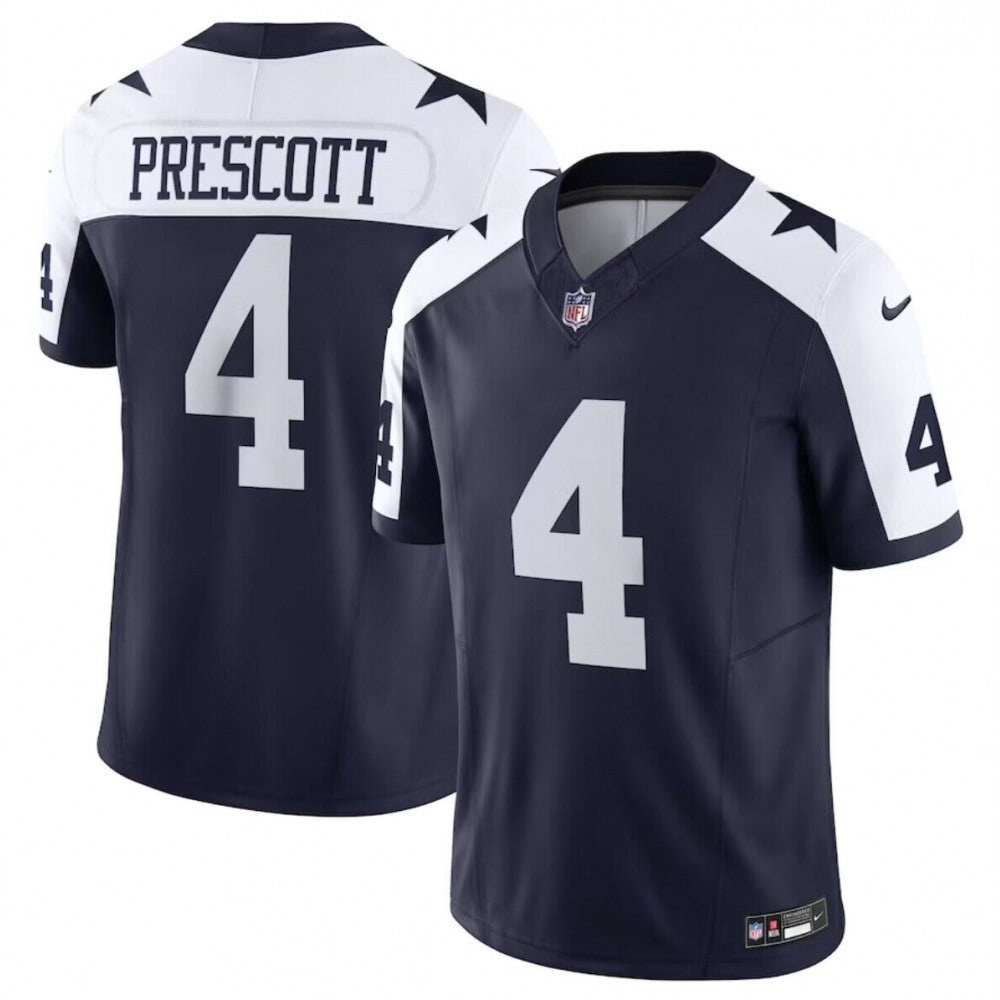 Men's Dallas Cowboys #4 Dak Prescott Navy 2023 F.U.S.E.Thanksgiving Limited Stitched Football Jersey 