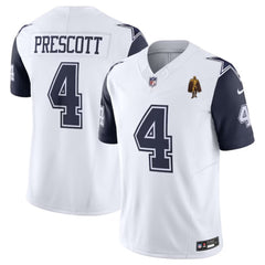 Men's Dallas Cowboys #4 Dak Prescott Navy 2023 F.U.S.E. With Walter Payton Patch Alternate Vapor Limited Stitched Football Jersey 