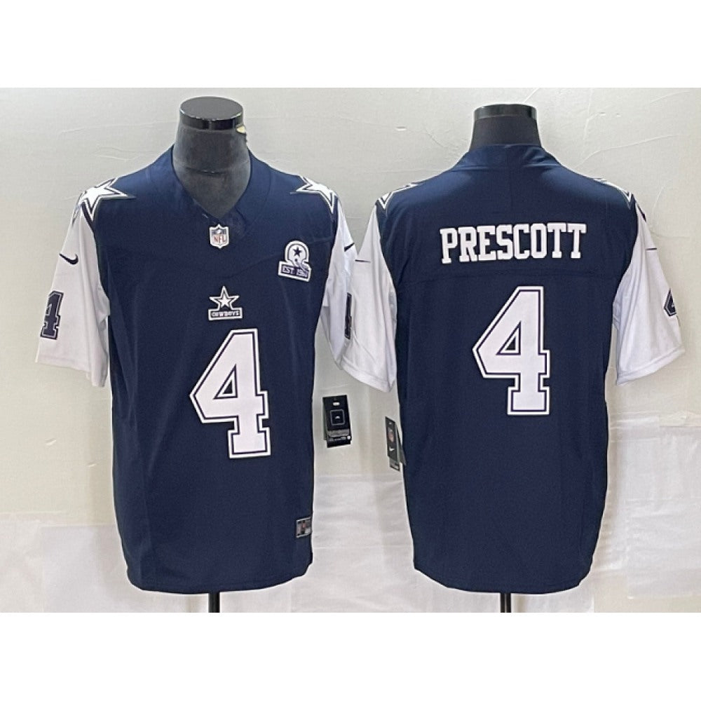 Men's Dallas Cowboys #4 Dak Prescott Navy 2023 F.U.S.E. With 1960 Patch Vapor Limited Stitched Football Jersey 