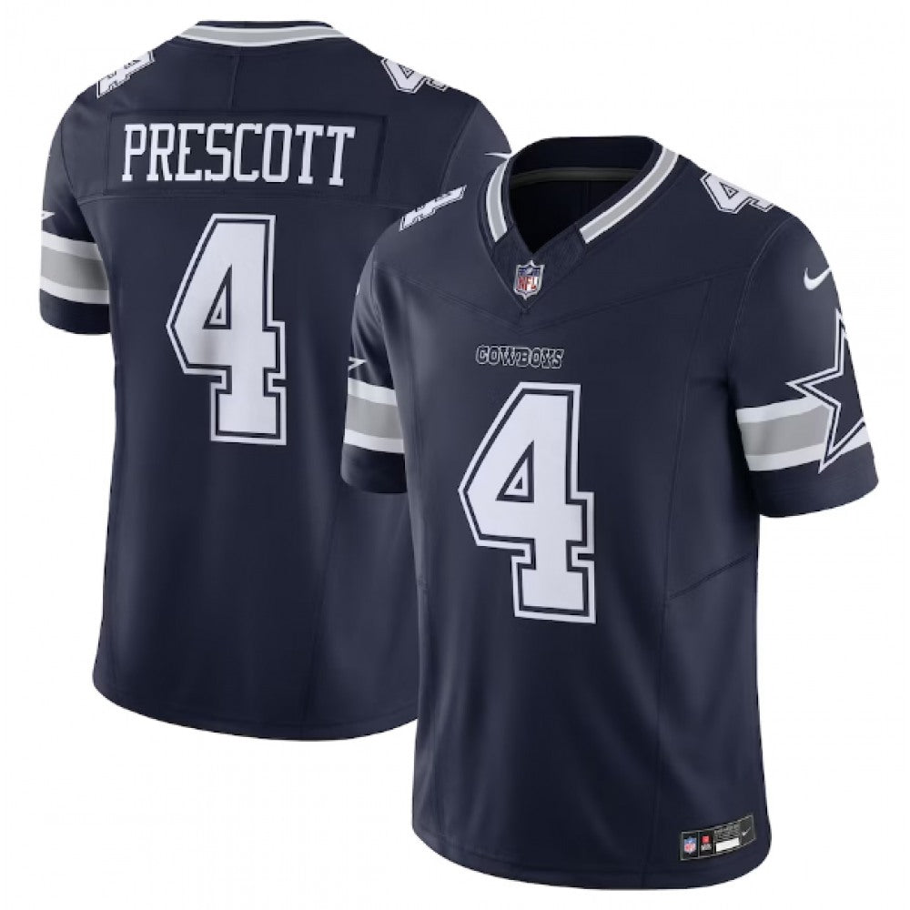Men's Dallas Cowboys #4 Dak Prescott Navy 2023 F.U.S.E. Vapor Limited Stitched Football Jersey 