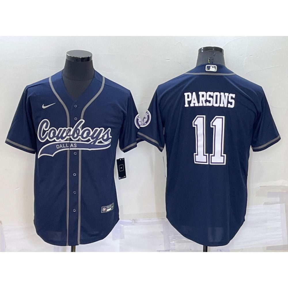 Men's Dallas Cowboys #11 Micah Parsons Navy Cool Base Stitched Baseball Jersey 