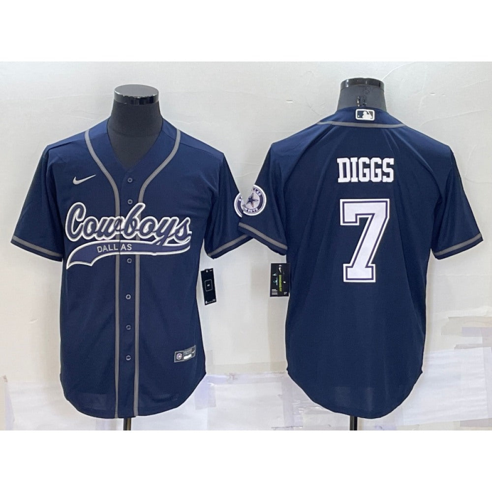 Men's Dallas Cowboys #7 Trevon Diggs Navy Cool Base Stitched Baseball Jersey 