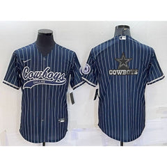 Men's Dallas Cowboys Navy Team Big Logo With Patch Cool Base Stitched Baseball Jersey 