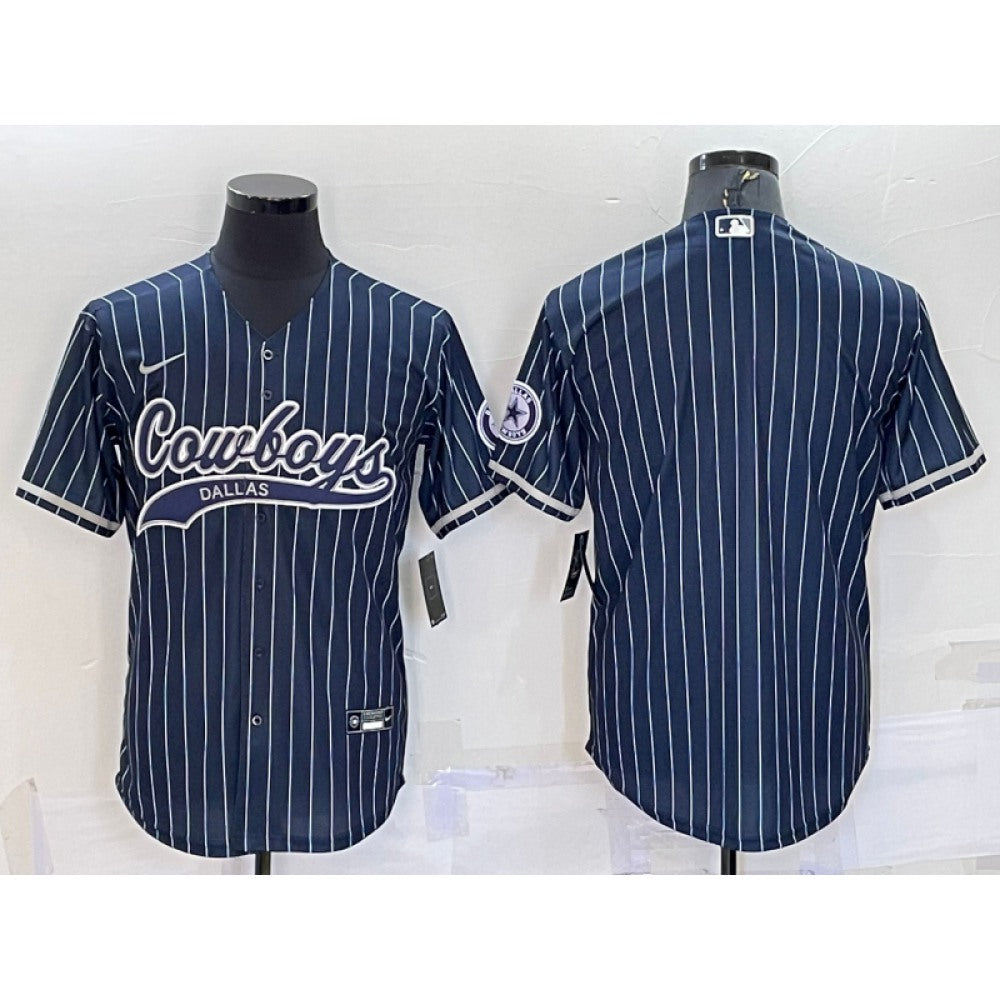 Men's Dallas Cowboys Blank Navy With Patch Cool Base Stitched Baseball Jersey 