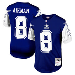 Men's Dallas Cowboys #8 Troy Aikman Navy 1995 Mitchell & Ness Stitched Football Jersey 