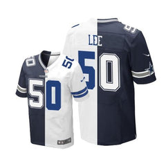 Cowboys #50 Sean Lee Navy Blue/White Men's Stitched NFL Elite Split Jersey 