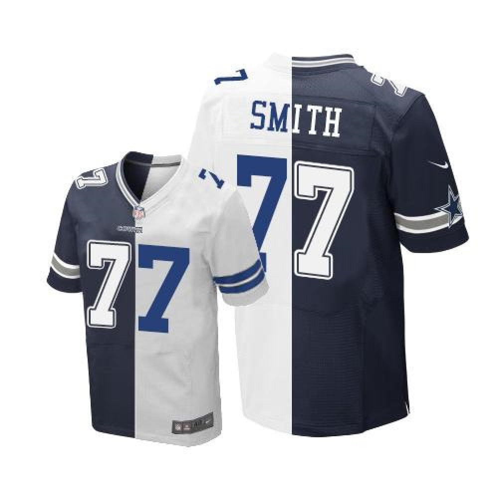 Cowboys #77 Tyron Smith Navy Blue/White Men's Stitched NFL Elite Split Jersey 