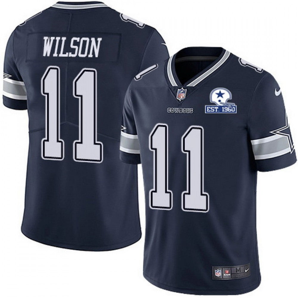 Men's Dallas Cowboys #11 Cedrick Wilson Navy With Established In 1960 Patch Limited Stitched Jersey 