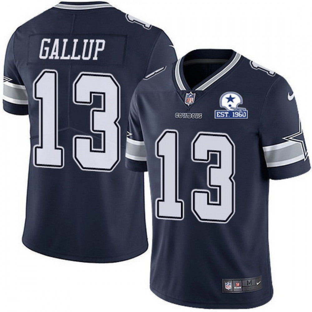 Men's Dallas Cowboys #13 Michael Gallup Navy With Established In 1960 Patch Limited Stitched Jersey 