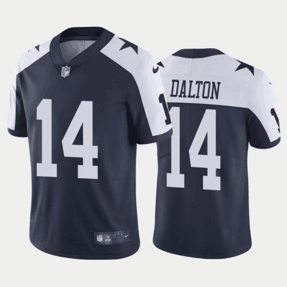 Men's Dallas Cowboys #14 Andy Dalton Navy Vapor Limited Stitched Jersey 