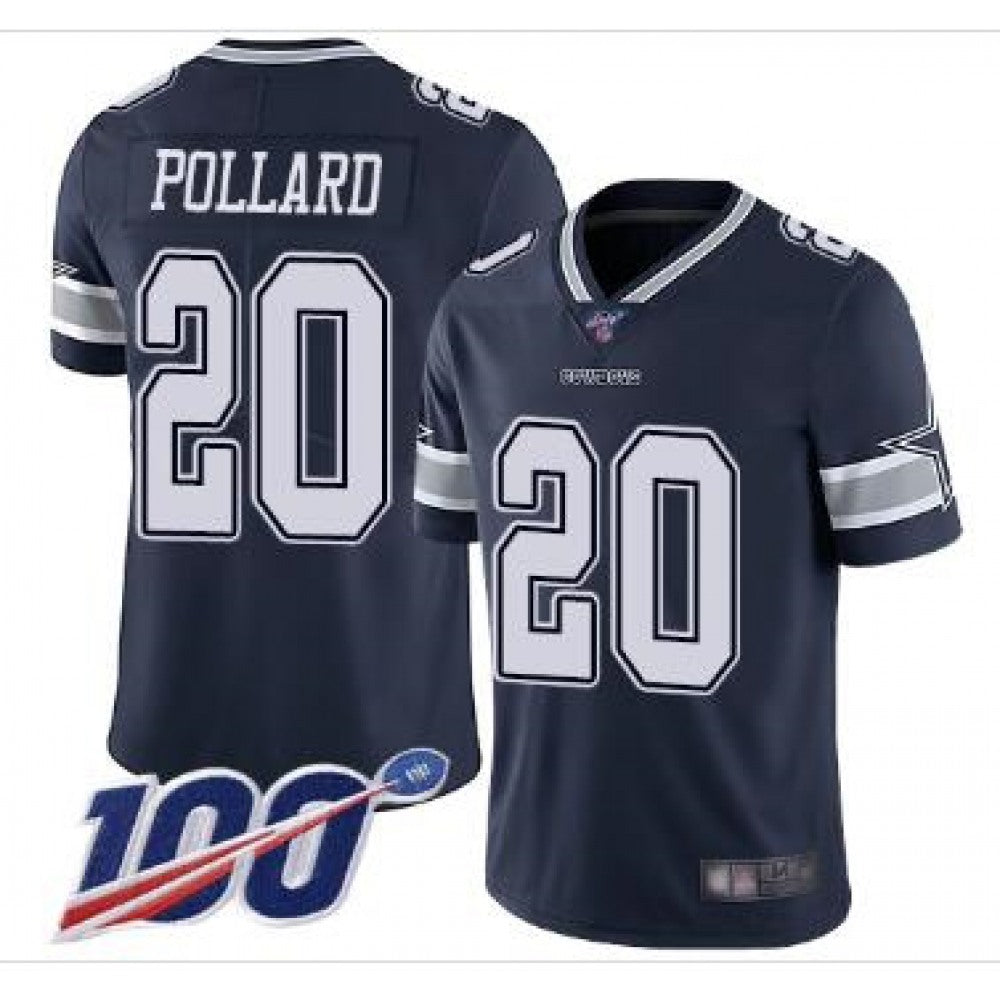 Men's Dallas Cowboys #20 Tony Pollard Navy 2019 100th Season Vapor Untouchable Limited Stitched NFL Jersey 