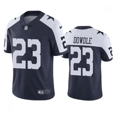 Men's Dallas Cowboys #23 Rico Dowdle Navy/White Thanksgiving Stitched Limited Football Jersey 
