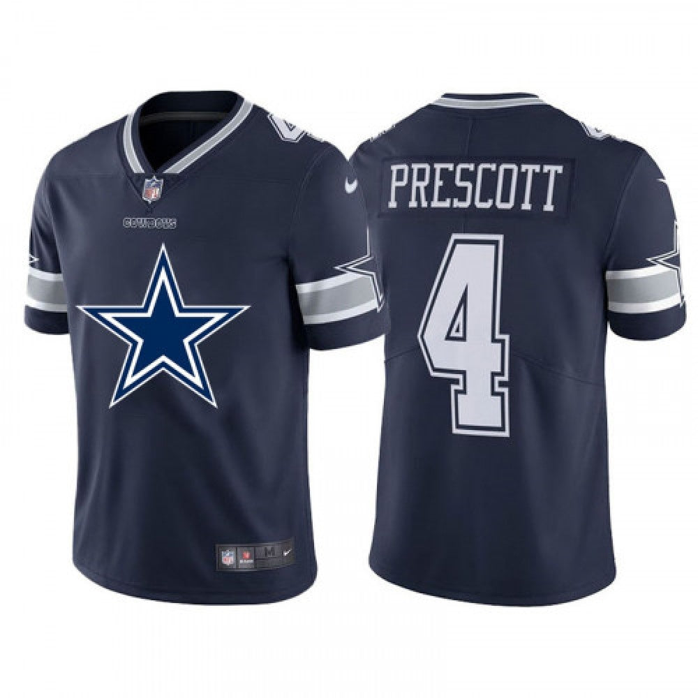 Men's Dallas Cowboys #4 Dak Prescott Navy 2020 Team Big Logo Limited Stitched Jersey 