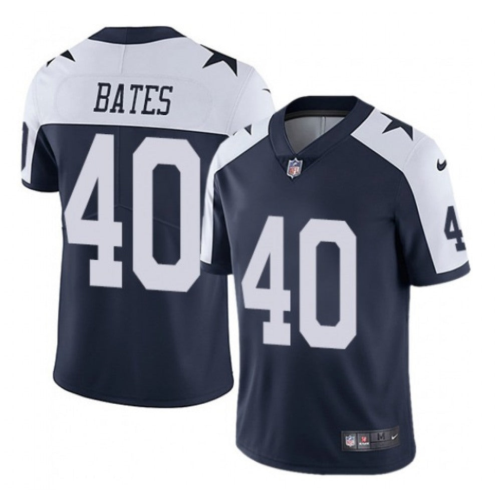 Men's Dallas Cowboys #40 Bill Bates Navy Vapor Limited Stitched Jersey 
