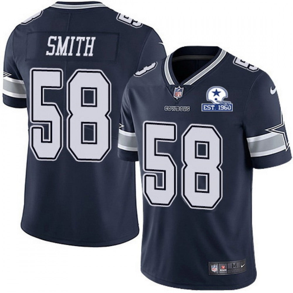 Men's Dallas Cowboys #58 Aldon Smith Navy With Established In 1960 Patch Limited Stitched Jersey 
