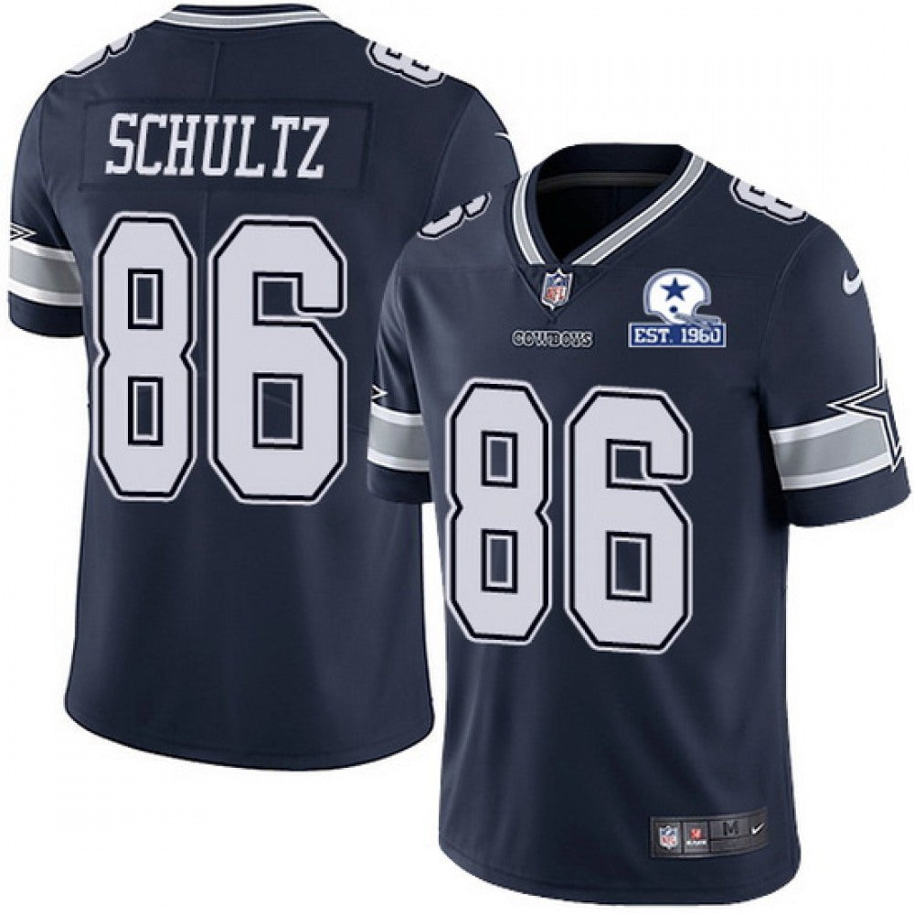 Men's Dallas Cowboys #86 Dalton Schultz Navy With Established In 1960 Patch Limited Stitched Jersey 