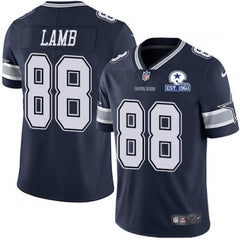 Men's Dallas Cowboys #88 CeeDee Lamb Navy With Established In 1960 Patch Limited Stitched Jersey 