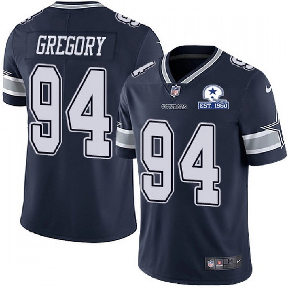 Men's Dallas Cowboys #94 Randy Gregory Navy With Established In 1960 Patch Limited Stitched Jersey 
