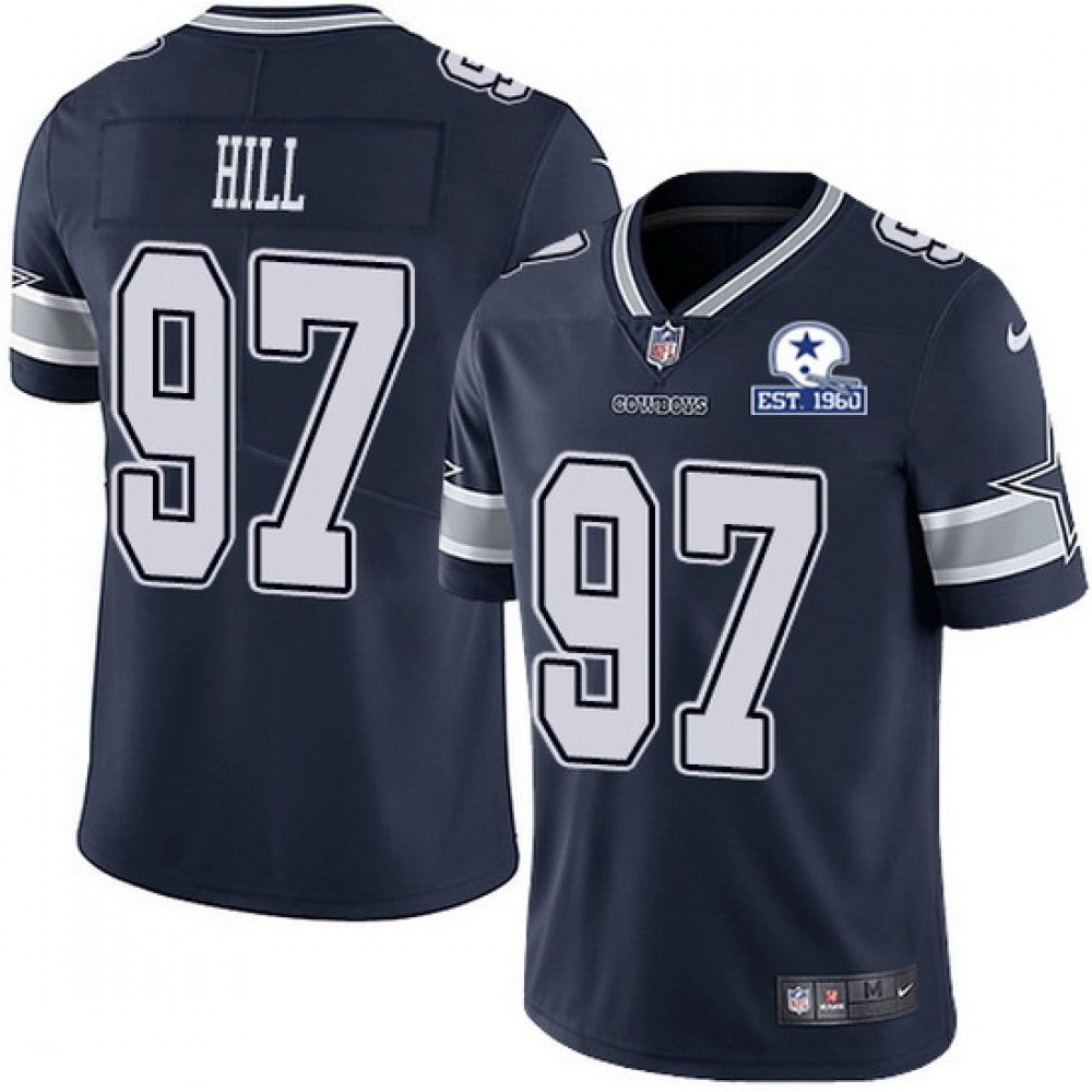 Men's Dallas Cowboys #97 Trysten Hill Navy With Established In 1960 Patch Limited Stitched Jersey 