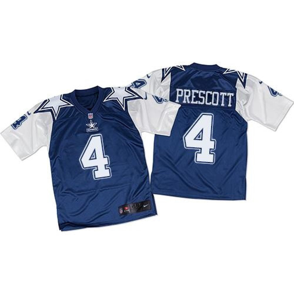 Cowboys #4 Dak Prescott Navy Blue/White Throwback Men's Stitched NFL Elite Jersey 