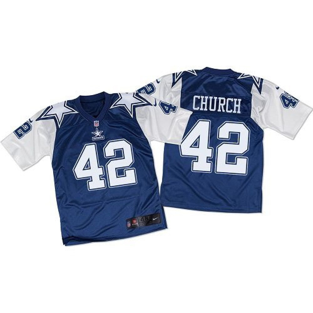 Cowboys #42 Barry Church Navy Blue/White Throwback Men's Stitched NFL Elite Jersey 
