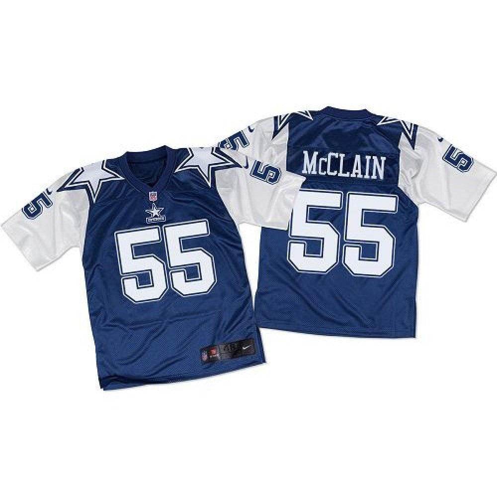 Cowboys #55 Rolando McClain Navy Blue/White Throwback Men's Stitched NFL Elite Jersey 