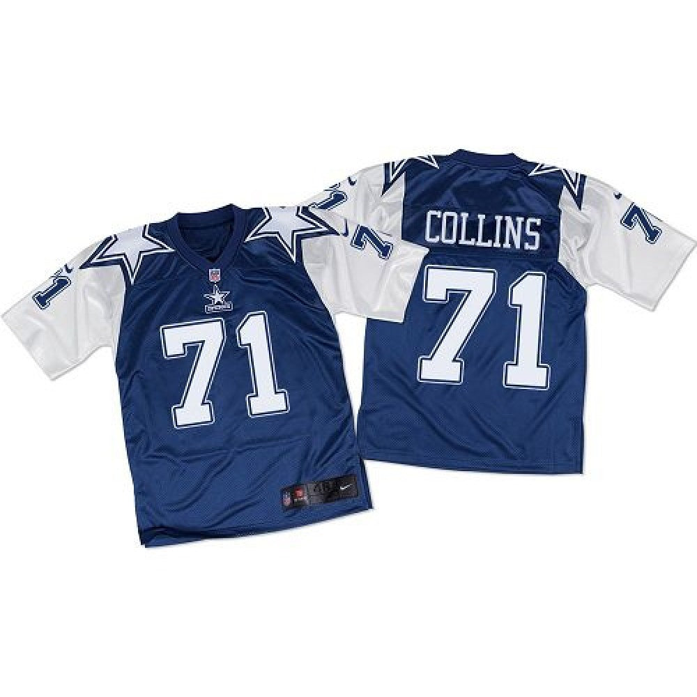 Cowboys #71 La'el Collins Navy Blue/White Throwback Men's Stitched NFL Elite Jersey 