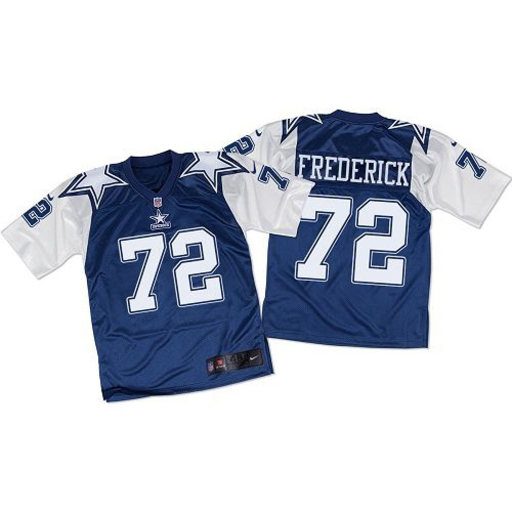 Cowboys #72 Travis Frederick Navy Blue/White Throwback Men's Stitched NFL Elite Jersey 
