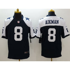 Cowboys #8 Troy Aikman Navy Blue Thanksgiving Throwback Men's Stitched NFL Limited Jersey 