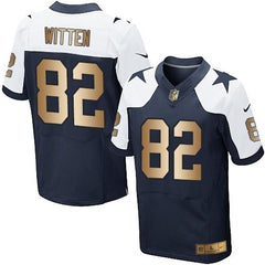 Cowboys #82 Jason Witten Navy Blue Thanksgiving Throwback Men's Stitched NFL Elite Gold Jersey 