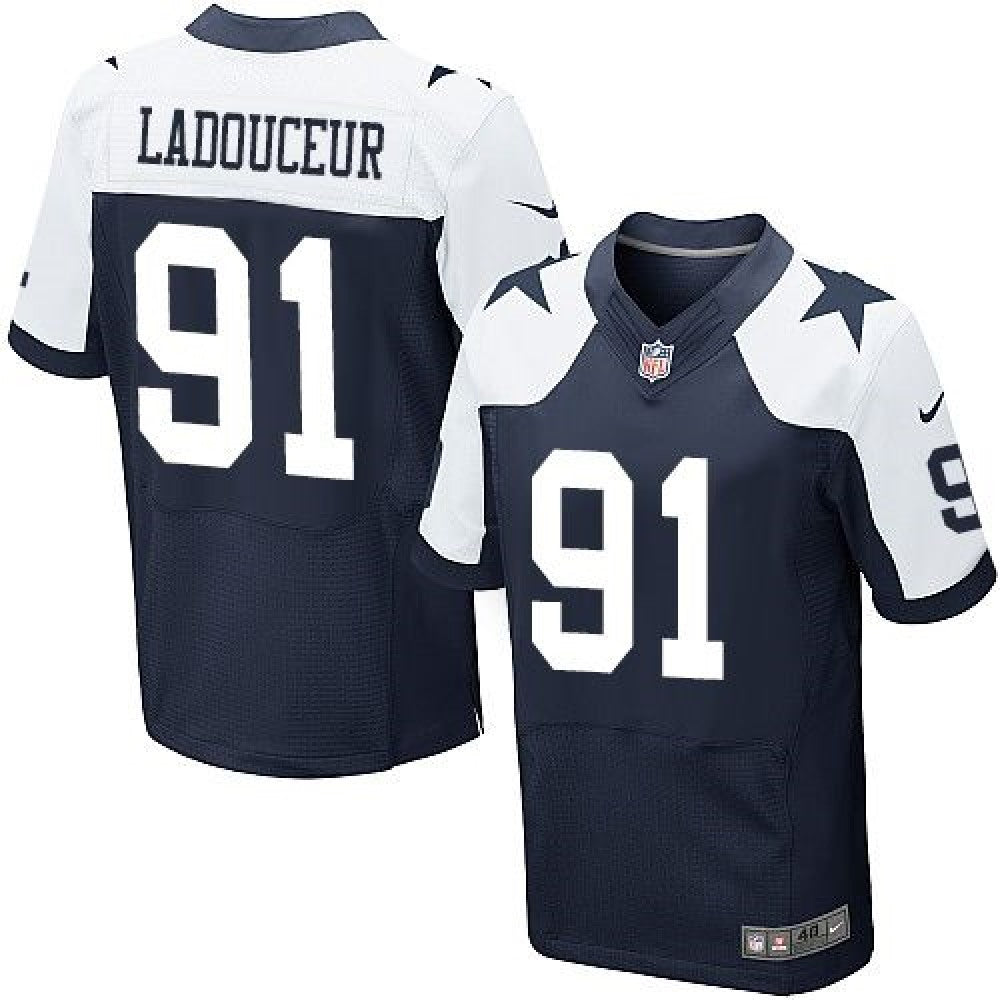 Cowboys #91 L. P. Ladouceur Navy Blue Thanksgiving Throwback Men's Stitched NFL Elite Jersey 