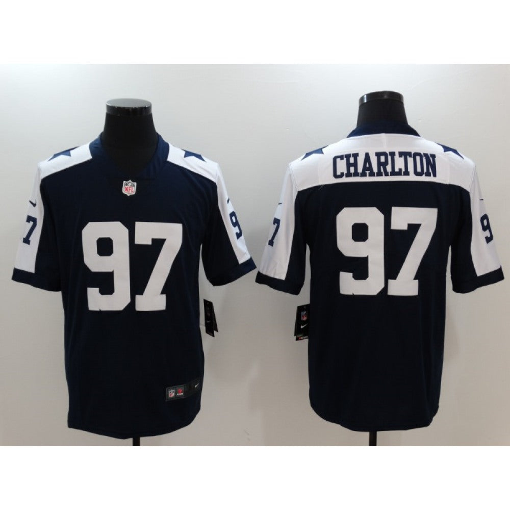 Men's Dallas Cowboys #97 Taco Charlton Navy Throwback Vapor Untouchable Player Limited Jersey 