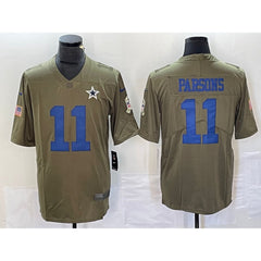 Men's Dallas Cowboys #11 Micah Parsons Olive 2017 Salute To Service Limited Stitched Football Jersey 