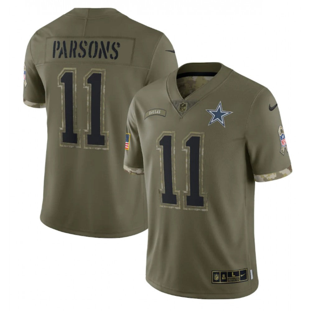 Men's Dallas Cowboys #11 Micah Parsons Olive 2022 Salute To Service Limited Stitched Jersey 