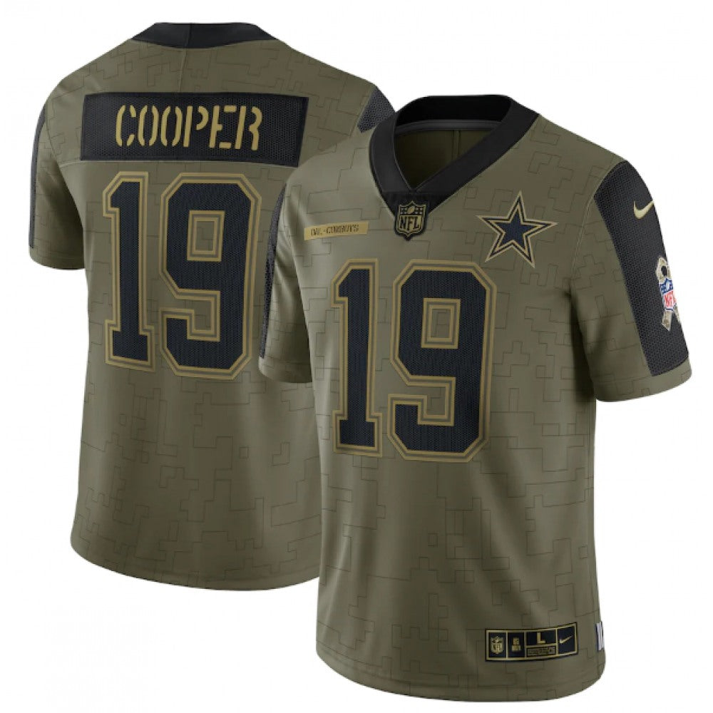 Men's Dallas Cowboys #19 Amari Cooper 2021 Olive Salute To Service Limited Stitched Jersey 