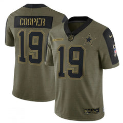 Men's Dallas Cowboys #19 Amari Cooper 2021 Olive Salute To Service Limited Stitched Jersey 