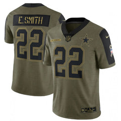 Men's Dallas Cowboys #22 Emmitt Smith 2021 Olive Salute To Service Limited Stitched Jersey 