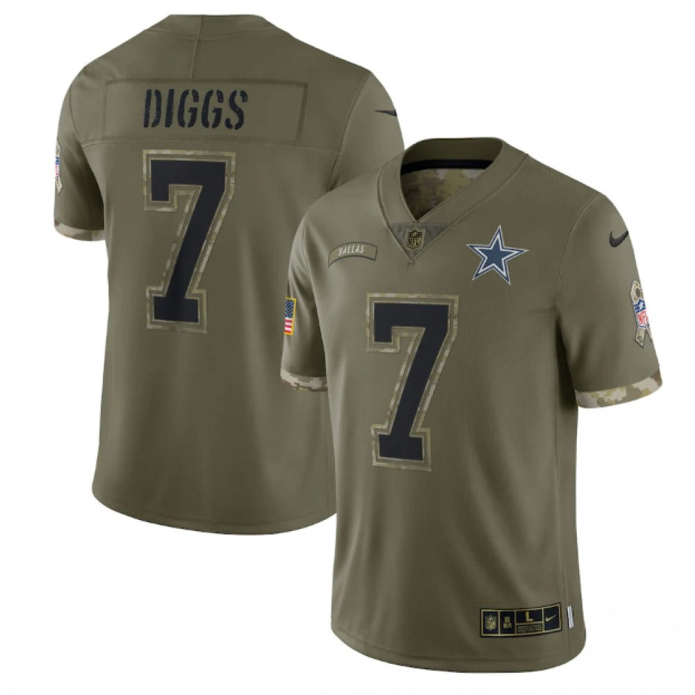 Men's Dallas Cowboys #7 Trevon Diggs Olive 2022 Salute To Service Limited Stitched Jersey 
