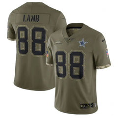 Men's Dallas Cowboys #88 CeeDee Lamb Olive 2022 Salute To Service Limited Stitched Jersey 
